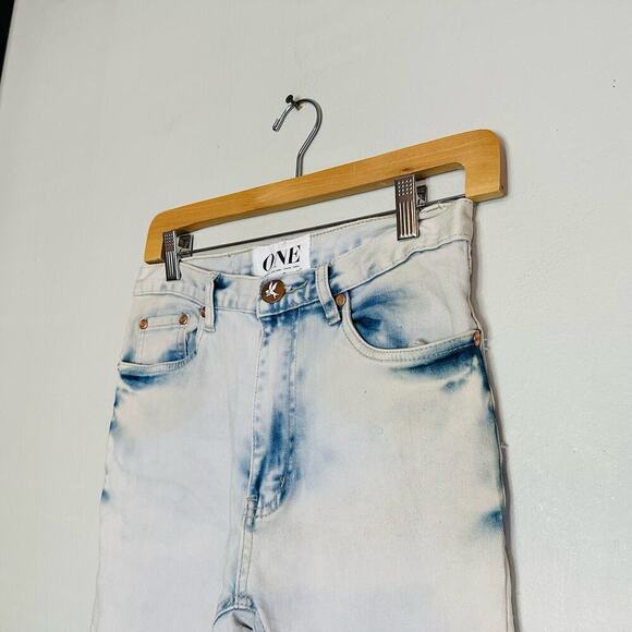 ONE TEASPOON Ultra Light Wash Low Waist Drop Crotch Skinny Leg Jeans Size 22 - Picture 3 of 9